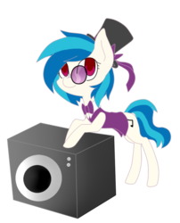 Size: 500x618 | Tagged: safe, artist:akaito-twin, dj pon-3, vinyl scratch, a hearth's warming tail, g4, bowtie, clothes, dapper, female, hat, monocle, simple background, solo, speaker, top hat, transparent background, tuxedo, victrola scratch