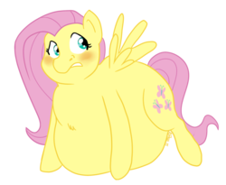 Size: 700x573 | Tagged: safe, artist:chubbyjam, fluttershy, g4, belly, blushing, fat, fattershy, female, obese, solo
