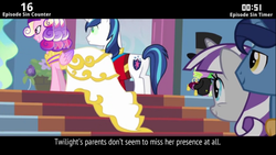 Size: 854x480 | Tagged: safe, edit, edited screencap, screencap, night light, princess celestia, queen chrysalis, shining armor, spike, twilight velvet, cinemare sins, a canterlot wedding, g4, season 2, clothes, disguise, disguised changeling, dress, fake cadance, letterboxing, marriage, mind control, this day aria, wedding, wedding dress