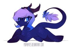 Size: 1695x1094 | Tagged: safe, artist:novabytes, oc, oc only, oc:kariana, dracony, hybrid, prone