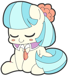 Size: 673x756 | Tagged: safe, artist:braffy, coco pommel, pony, g4, chibi, cocobetes, cute, eyes closed, female, simple background, sitting, solo, white background