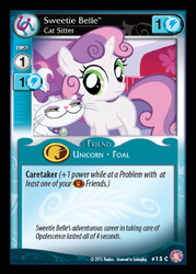 Size: 360x503 | Tagged: safe, enterplay, opalescence, sweetie belle, absolute discord, g4, my little pony collectible card game, ccg