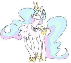 Size: 1280x1135 | Tagged: safe, artist:nobody, princess celestia, g4, chest fluff, crossed legs, eyes closed, female, sketch, smug, solo