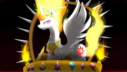 Size: 4160x2340 | Tagged: safe, artist:spacekut, nightmare star, princess celestia, alicorn, pony, g4, elements of harmony, female, looking at you, prone, solo