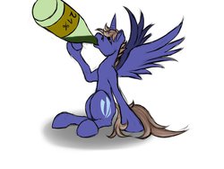 Size: 1032x774 | Tagged: safe, artist:xormak, oc, oc only, oc:headlong flight, alicorn, pony, alcohol, alicorn oc, drunk, horn, solo, wings