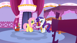 Size: 1366x768 | Tagged: safe, screencap, fluttershy, rarity, g4, suited for success