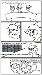 Size: 648x1152 | Tagged: safe, artist:aaronmk, earth pony, pony, :t, black and white, c:, comic, crossover, epona, female, floppy ears, frown, grayscale, lidded eyes, link, lip bite, looking down, mare, messy mane, monochrome, mouth hold, nervous, nom, ponified, scrunchy face, shocked, skull kid, smiling, sweat, sweatdrop, the legend of zelda, the legend of zelda: majora's mask, thinking, wheel of fortune, wide eyes