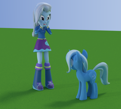 Size: 804x723 | Tagged: safe, artist:3d thread, artist:creatorofpony, trixie, human, equestria girls, g4, 3d, 3d model, blender, boots, clothes, human ponidox, skirt, smiling, square crossover, squee, sweater