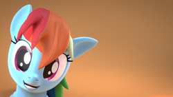 Size: 1920x1080 | Tagged: dead source, safe, artist:3d thread, artist:creatorofpony, rainbow dash, pegasus, pony, g4, 3d, 3d model, blender, female, mare, open mouth, simple background, smiling, solo, wallpaper