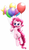 Size: 583x1000 | Tagged: safe, artist:hashioaryut, pinkie pie, earth pony, pony, g4, balloon, belly button, cute, diapinkes, female, floating, happy, heart balloon, hoof hold, mare, pixiv, simple background, solo, then watch her balloons lift her up to the sky, white background