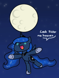 Size: 472x629 | Tagged: safe, artist:flutterluv, princess luna, pony, series:flutterluv's full moon, g4, animated, balancing, bipedal, cute, female, moon, open mouth, smiling, solo, tangible heavenly object, underhoof