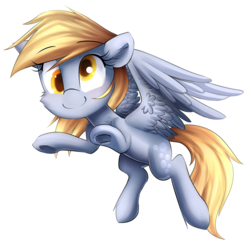 Size: 1740x1675 | Tagged: safe, artist:meotashie, derpy hooves, pegasus, pony, g4, ear fluff, female, fluffy, mare, simple background, smiling, solo, spread wings, transparent background, underhoof