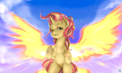 Size: 2593x1552 | Tagged: safe, artist:mrs1989, sunset shimmer, pony, unicorn, g4, my past is not today, female, solo, sunset phoenix