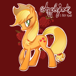 Size: 800x800 | Tagged: artist needed, source needed, safe, applejack, g4, apple, best pony, blushing, female, looking at you, solo