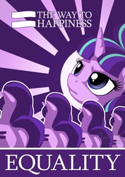 Size: 1131x1600 | Tagged: safe, artist:mysticalpha, starlight glimmer, pony, unicorn, g4, the cutie map, butt, communism, dock, equal cutie mark, equality, female, frown, glare, glimmer glutes, mare, multeity, plot, poster, propaganda, serious, serious face, stalin glimmer, starlight cluster, sunburst background, that was fast