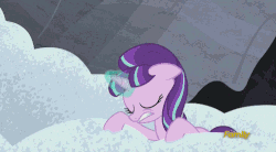 Size: 500x275 | Tagged: safe, screencap, double diamond, night glider, party favor, starlight glimmer, sugar belle, twilight sparkle, alicorn, earth pony, pony, unicorn, g4, the cutie map, adventure in the comments, animated, attempted murder, badass, barrier, beam, equal four, eyes closed, female, floppy ears, force field, frown, gif, glare, gritted teeth, magic, magic blast, male, mare, protecting, s5 starlight, spread wings, stallion, twilight sparkle (alicorn)