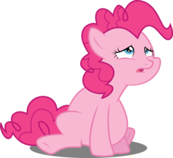 Size: 3500x3195 | Tagged: safe, artist:xebck, pinkie pie, earth pony, pony, g4, the cutie map, chubby cheeks, fat, female, high res, mare, nauseous, pudgy pie, sad, simple background, sitting, solo, transparent background, vector, winnie the pink