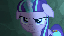 Size: 500x280 | Tagged: safe, screencap, starlight glimmer, pony, unicorn, g4, season 5, the cutie map, animated, discovery family, discovery family logo, evil, evil grin, female, gif, grin, magic, s5 starlight, solo, this will end in gulag