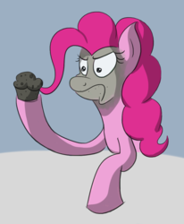 Size: 807x981 | Tagged: safe, artist:varemia, pinkie pie, g4, the cutie map, female, green face, muffin, scowl, sick, solo