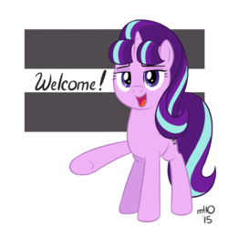 Size: 1200x1200 | Tagged: safe, artist:empty-10, starlight glimmer, pony, unicorn, g4, the cutie map, egalitarianism, equal cutie mark, equal sign, female, s5 starlight, simple background, solo, welcome, white background