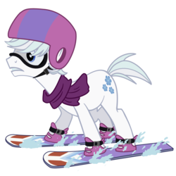 Size: 2040x2040 | Tagged: safe, artist:shinjitoo, double diamond, earth pony, pony, g4, season 5, the cutie map, clothes, cute, cutie mark, high res, male, scarf, show accurate, simple background, skiing, snow, solo, stallion, transparent background