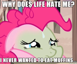 Size: 610x508 | Tagged: safe, edit, edited screencap, screencap, pinkie pie, earth pony, pony, g4, the cutie map, cropped, female, green face, image macro, mare, meme, nauseous, solo, sweat, sweatdrop, text, winnie the pink