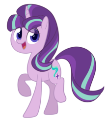Size: 640x726 | Tagged: safe, artist:nintendash, starlight glimmer, pony, unicorn, g4, the cutie map, cute, female, glimmerbetes, looking at you, mare, open mouth, pose, raised hoof, raised leg, simple background, smiling, solo, transparent background
