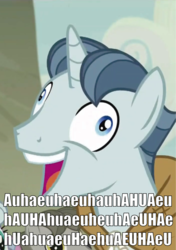 Size: 813x1154 | Tagged: safe, party favor, pony, unicorn, g4, my little pony: friendship is magic, the cutie map, derp, exploitable meme, faic, huehuehue, i didn't listen, insanity, laughing, male, meme, reaction image, stallion