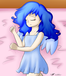 Size: 2048x2361 | Tagged: safe, artist:icy wings, oc, oc only, oc:frost soar, human, clothes, explicit source, high res, humanized, humanized oc, nightgown, sleeping, solo