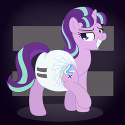 Size: 1500x1500 | Tagged: safe, artist:fillyscoots42, starlight glimmer, pony, unicorn, g4, the cutie map, cutie mark diapers, diaper, diapered, equal sign, female, horn, mare, non-baby in diaper, poofy diaper, s5 starlight, solo