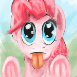 Size: 800x800 | Tagged: safe, artist:unsavorydom, pinkie pie, g4, :p, female, solo, tongue out, underhoof