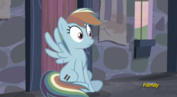 Size: 1280x700 | Tagged: safe, screencap, rainbow dash, g4, the cutie map, equal cutie mark, female, solo, surprised