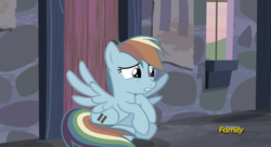 Size: 1280x696 | Tagged: safe, screencap, rainbow dash, g4, the cutie map, female, solo, worried