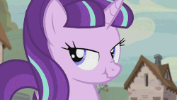 Size: 900x506 | Tagged: safe, edit, edited screencap, screencap, starlight glimmer, pony, g4, the cutie map, animated, female, lidded eyes, looking at you, nose wrinkle, scrunchy face, solo, vibrating