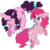 Size: 1280x1280 | Tagged: safe, artist:rue-willings, pinkie pie, sugar belle, earth pony, pony, unicorn, g4, my little pony: friendship is magic, the cutie map, colored pupils, cute, diapinkes, eye clipping through hair, female, floppy ears, looking at each other, mare, one eye closed, simple background, smiling, sugarbetes, transparent background, underhoof, wink