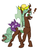 Size: 600x800 | Tagged: safe, artist:jargon scott, oc, oc:physalis, changeling, original species, butt bite, changeling oc, changelingified, chocolate, chocolate changeling, duo, female, food, food changeling, ice cream, ice cream changeling, mare, mint chocolate chip, not chrysalis, physalis, species swap