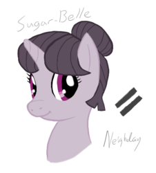 Size: 397x439 | Tagged: safe, artist:neighday, sugar belle, g4, the cutie map, bust, cute, equal sign, equality, looking at you, simple background, smiling, transparent background
