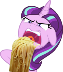 Size: 540x619 | Tagged: safe, edit, starlight glimmer, g4, the cutie map, female, nom, simple background, solo, spaghetti, transparent background