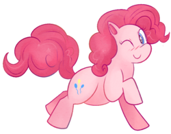 Size: 735x573 | Tagged: safe, artist:liepardette, pinkie pie, g4, chubby, female, looking at you, simple background, solo, transparent background, wink