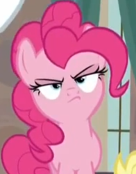 Size: 295x377 | Tagged: safe, screencap, applejack, pinkie pie, earth pony, pony, g4, season 5, the cutie map, cropped, female, mare, reaction image, solo focus, when she doesn't smile