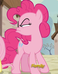 Size: 785x997 | Tagged: safe, screencap, fluttershy, pinkie pie, earth pony, pony, g4, season 5, the cutie map, discovery family, discovery family logo, female, logo, mare, reaction image, solo focus, when she doesn't smile