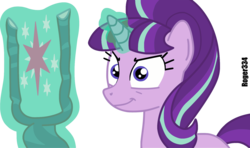 Size: 1700x1006 | Tagged: safe, artist:roger334, starlight glimmer, g4, the cutie map, cutie mark, female, s5 starlight, simple background, solo, staff, staff of sameness, transparent background