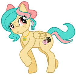 Size: 714x699 | Tagged: safe, artist:matteglaze, oc, oc only, oc:vanilla ganache, pegasus, pony, bow, freckles, hair bow, simple background, solo, transparent background