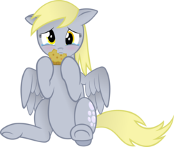 Size: 1906x1605 | Tagged: safe, artist:kurokaji11, derpy hooves, pegasus, pony, g4, belly, crying, female, mare, muffin, solo