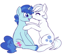 Size: 587x519 | Tagged: safe, artist:lulubell, double diamond, party favor, earth pony, pony, unicorn, g4, cute, double dawwmond, duo, favorbetes, gay, male, ship:partydiamond, shipping, simple background, stallion, transparent background