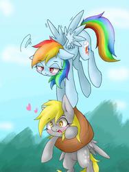 Size: 480x640 | Tagged: safe, artist:azurepicker, derpy hooves, rainbow dash, pegasus, pony, g4, female, mare