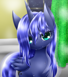 Size: 622x700 | Tagged: safe, artist:hashioaryut, princess luna, alicorn, pony, g4, female, pixiv, s1 luna, solo, wet mane