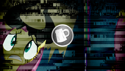 Size: 1920x1080 | Tagged: safe, artist:ciderparty, edit, edited screencap, screencap, fluttershy, g4, putting your hoof down, cider, glitch, glitch art, logo, wallpaper