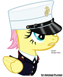 Size: 785x960 | Tagged: safe, artist:ethanchang, part of a set, fluttershy, g4, 1st awesome platoon, dress uniform, marines, military, military uniform, oorah, semper filly, us marines