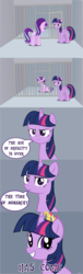 Size: 1493x4907 | Tagged: safe, artist:xebck, starlight glimmer, twilight sparkle, alicorn, pony, g4, the cutie map, comic, faic, female, jail, mare, new crown, prison, starlight gets what's coming to her, twiface, twilight sparkle (alicorn), tyrant sparkle, unfortunate implications